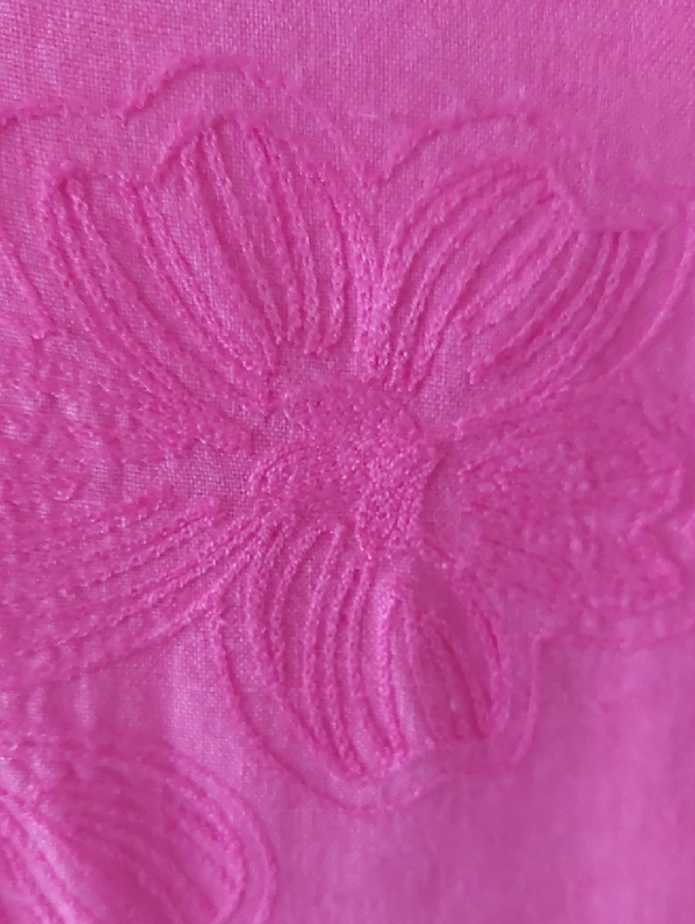 Size M, Martina Innocenti Pink Floral Embossed Short Sleeve 100% Linen DRESS - Picture 3 of 13